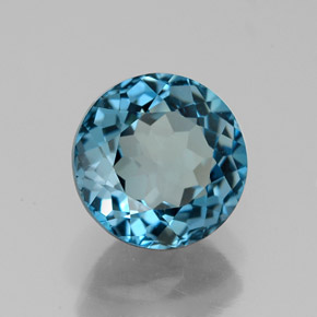 Topaze bleue naturelle coupe roude, 2,73 ct, VVS
