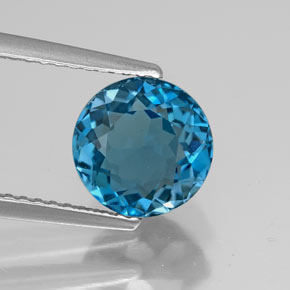 Topaze bleue naturelle coupe roude, 2,78 ct, VVS