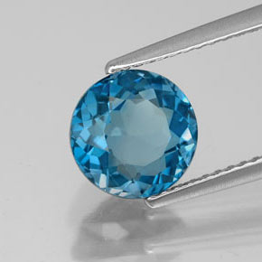 Topaze bleue naturelle coupe roude, 2,78 ct, VVS