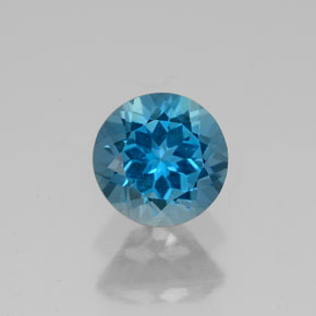 Topaze bleue naturelle coupe roude, 1,76 ct, VVS