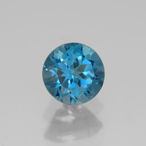 Topaze bleue naturelle coupe roude, 1,76 ct, VVS