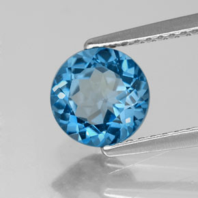 Topaze bleue naturelle coupe roude, 1,64 ct, VVS