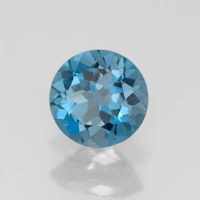 Topaze bleue naturelle coupe roude, 1,52 ct, VVS