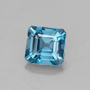 Topaze bleue naturelle taille émeraude, 1,23 ct, VVS
