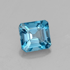 Topaze bleue naturelle taille émeraude, 1,23 ct, VVS