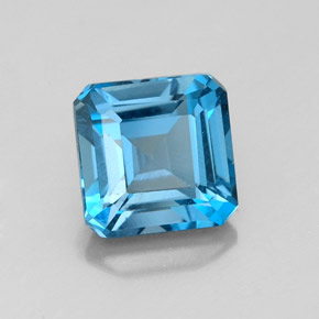 Topaze bleue naturelle taille émeraude, 2,27 ct, VVS-VS