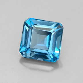 Topaze bleue naturelle taille émeraude, 2,27 ct, VVS-VS