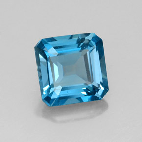 Topaze bleue naturelle taille émeraude, 2,06 ct, VVS