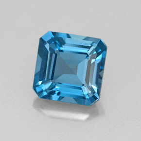 Topaze bleue naturelle taille émeraude, 2,06 ct, VVS