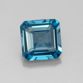 Topaze bleue naturelle taille émeraude, 2,00 ct, VVS