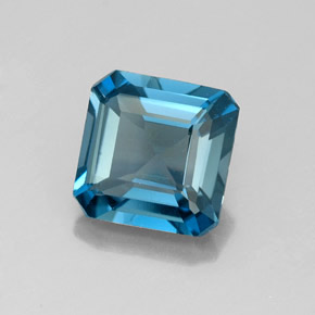 Topaze bleue naturelle taille émeraude, 2,00 ct, VVS