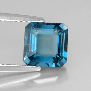 Topaze bleue naturelle taille émeraude, 2,06 ct, VS