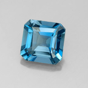 Topaze bleue naturelle taille émeraude, 1,96 ct, VS