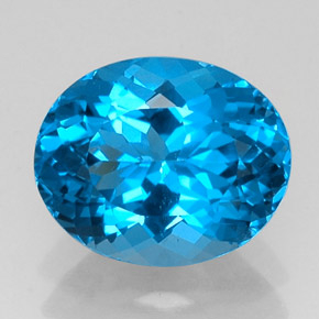 Topaze bleue naturelle coupe ovale, 11,16 ct, VS