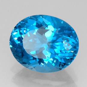 Topaze bleue naturelle coupe ovale, 11,16 ct, VS