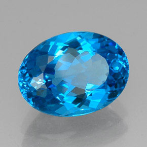 Topaze bleue naturelle coupe ovale, 12,83 ct, VVS