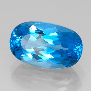 Topaze bleue naturelle coupe ovale, 9,66 ct, IF