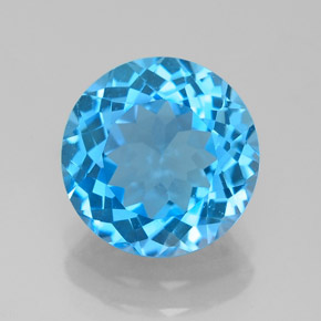 Topaze bleue naturelle coupe roude, 3,28 ct, VVS