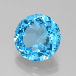 Topaze bleue naturelle coupe roude, 3,28 ct, VVS