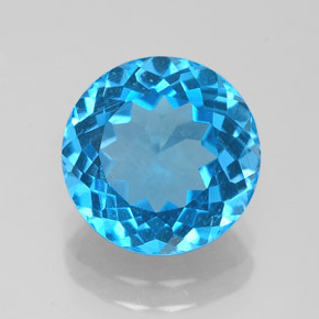 Topaze bleue naturelle coupe roude, 3,34 ct, VS