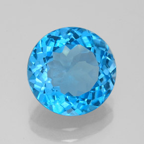 Topaze bleue naturelle coupe roude, 3,34 ct, VS