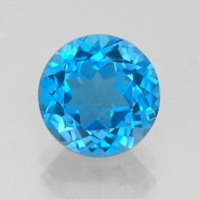 Topaze bleue naturelle coupe roude, 3,23 ct, VVS