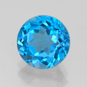 Topaze bleue naturelle coupe roude, 3,23 ct, VVS