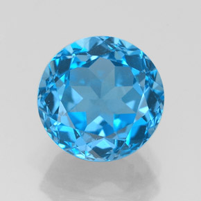Topaze bleue naturelle coupe roude, 3,75 ct, VVS