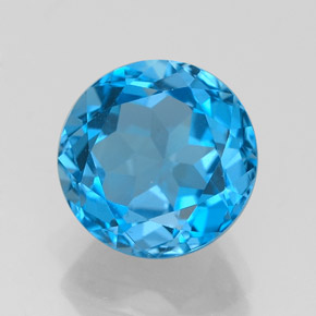 Topaze bleue naturelle coupe roude, 3,75 ct, VVS