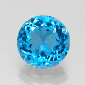 Topaze bleue naturelle coupe roude, 3,31 ct, VS-SI