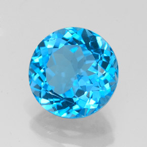 Topaze bleue naturelle coupe roude, 3,31 ct, VS-SI