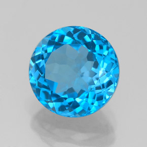 Topaze bleue naturelle coupe roude, 3,57 ct, VVS