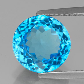Topaze bleue naturelle coupe roude, 3,45 ct, VVS