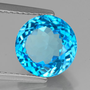 Topaze bleue naturelle coupe roude, 3,45 ct, VVS