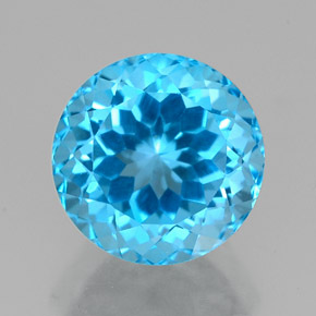 Topaze bleue naturelle coupe roude, 2,94 ct, VVS
