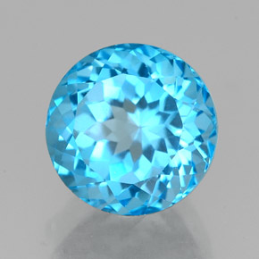 Topaze bleue naturelle coupe roude, 2,94 ct, VVS