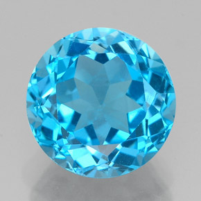 Topaze bleue naturelle coupe roude, 3,55 ct, VVS