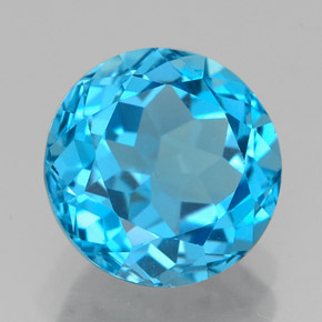 Topaze bleue naturelle coupe roude, 3,55 ct, VVS