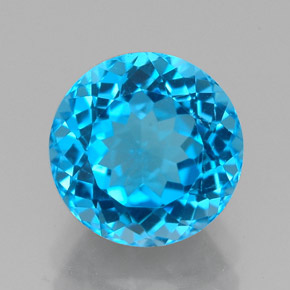 Topaze bleue naturelle coupe roude, 2,91 ct, VS