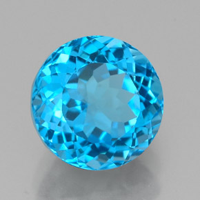 Topaze bleue naturelle coupe roude, 2,91 ct, VS