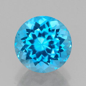 Topaze bleue naturelle coupe roude, 2,66 ct, VVS