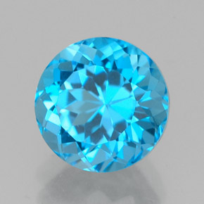 Topaze bleue naturelle coupe roude, 2,66 ct, VVS