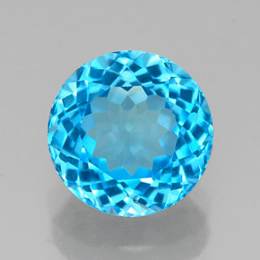 Topaze bleu suisse naturelle coupe roude, 2,43 ct, VVS