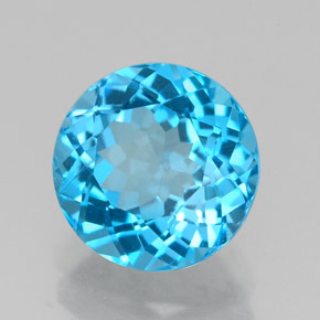 Topaze bleue naturelle coupe roude, 2,34 ct, VS