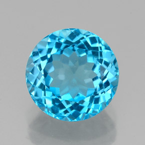 Topaze bleue naturelle coupe roude, 2,48 ct, VVS