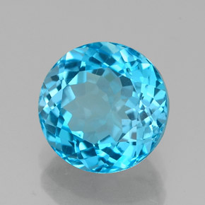 Topaze bleue naturelle coupe roude, 2,48 ct, VVS