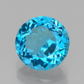 Topaze bleue naturelle coupe roude, 2,39 ct, VVS