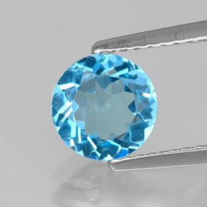 Topaze bleue naturelle coupe roude, 1,34 ct, VVS-VS