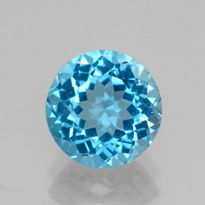 Topaze bleue naturelle coupe roude, 2,46 ct, VVS