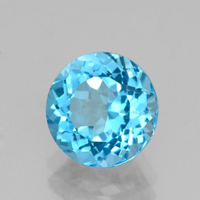 Topaze bleue naturelle coupe roude, 2,46 ct, VVS